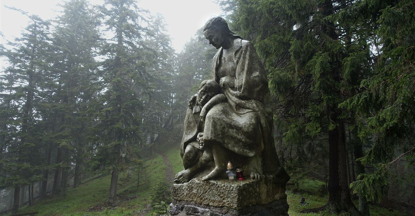 WTA 1014 2 Skulptur die Mutter eines leidenden Kindes Symbolický cintorín Jasná 